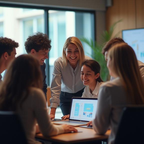 Das Aurora Core Team in einer kollaborativen Besprechung in ihrem Wiener Büro